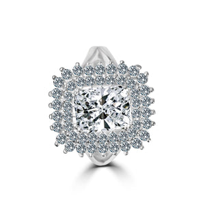 Ring Emerald radiant Center Halo Pave Zirconite CZ  Sterling silver Ring 705R0247