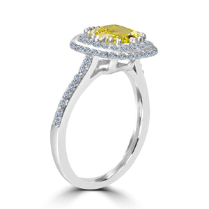 8x8mm Cushion Radiant Center w/Halo Pave Zirconite Pave CZ Sterling silver Ring 705R0249