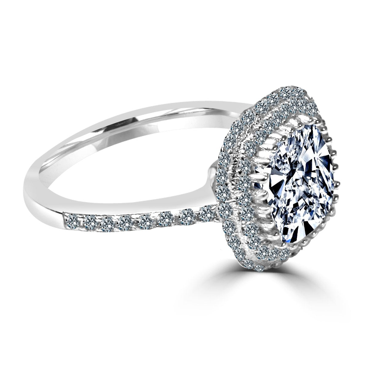 8x8mm Cushion Radiant Center w/Halo Pave Zirconite Pave CZ Sterling silver Ring 705R0249