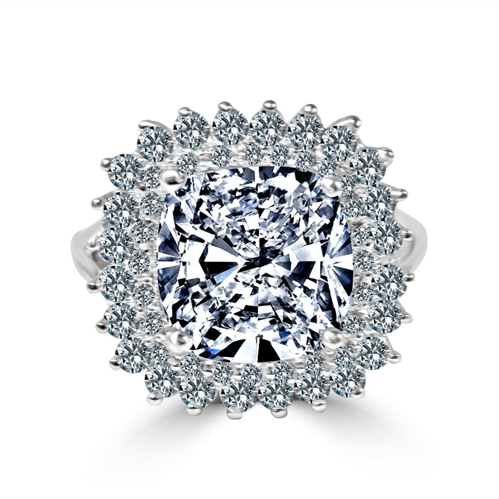 Ring Square Cushion Zirconite Cubic Zirconia Sterling Silver Ring 705R0250