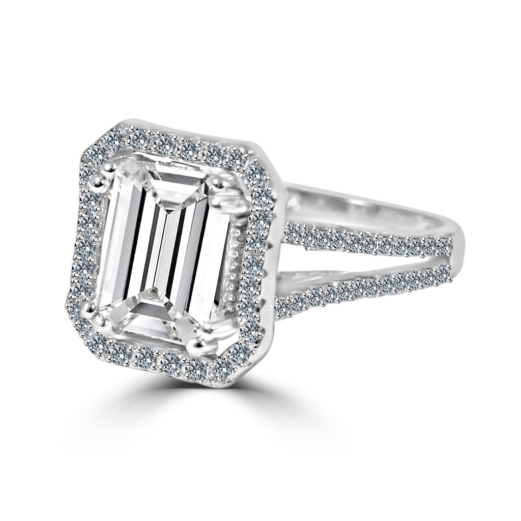 Ring 2 CT. fine Zirconite Emerald  Sterling silver Ring 705R2998