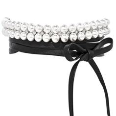 Faux pearls & Zirconite Set Sequence design Choker 710C0866