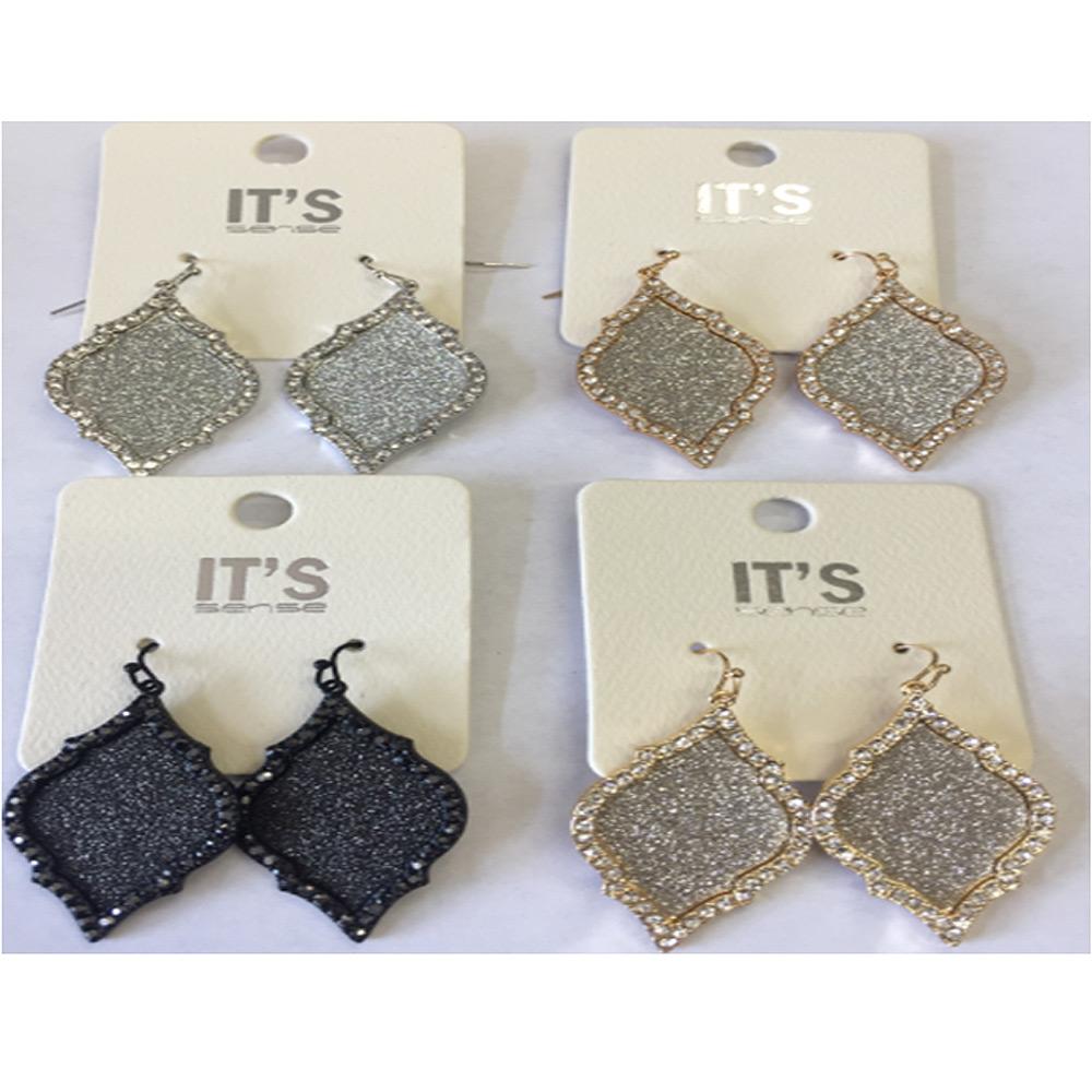 TEAR-DROP GLITTER EARRINGS