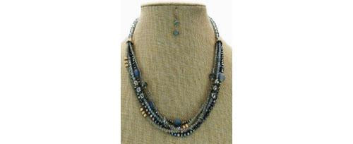 Necklace 4-Rows Stone Beaded  719N5304