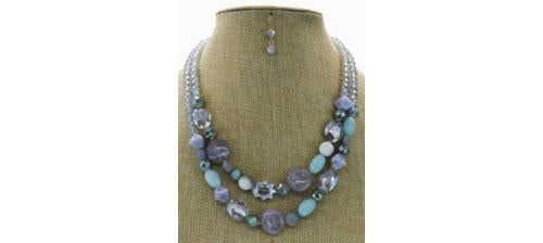 Oval Beads Resin Long Necklace