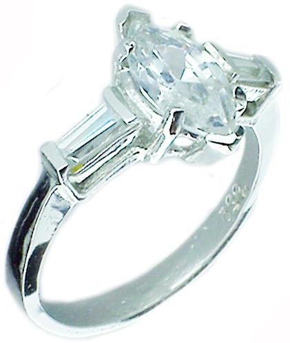 Ring 2Ct Marque Side Sterling silver Ring RP900