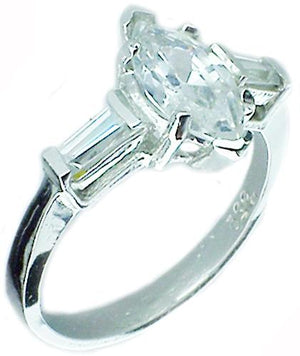 Ring 2Ct Marque Side Sterling silver Ring RP900