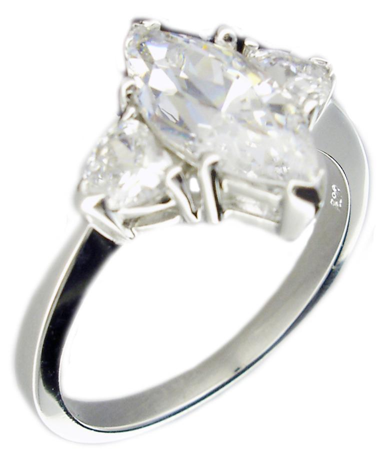 Ring 2Ct Marque center Sterling silver Ring