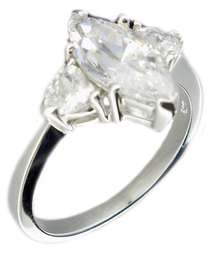 Ring 2Ct Marque center Sterling silver Ring