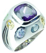 Ring Sq+Rd+Oval CZ Sterling silver Ring TR9497