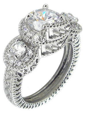 Ring Three Cz Stone Sterling silver Ring.600R13588