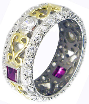 Ring Two Tone Pave Eternity Band Sterling silver Ring 600R13060