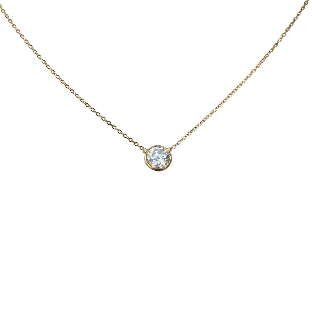 Solitaire Pendant round single CZ Sterling Silver Solitaire