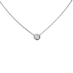 Solitaire Pendant round single CZ Sterling Silver Solitaire zbyx1