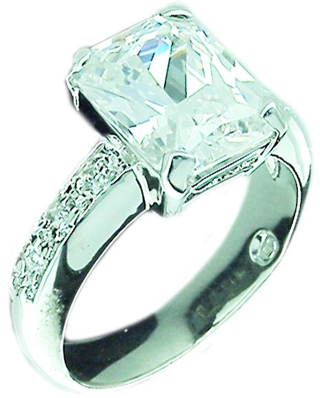 Ring Em Ctr Cz Pave on Sides Sterling silver Ring AR6342