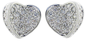 Earrings STERLING SILVER CURVED CUBIC ZIRCONIA PAVE HEART  ATE302015