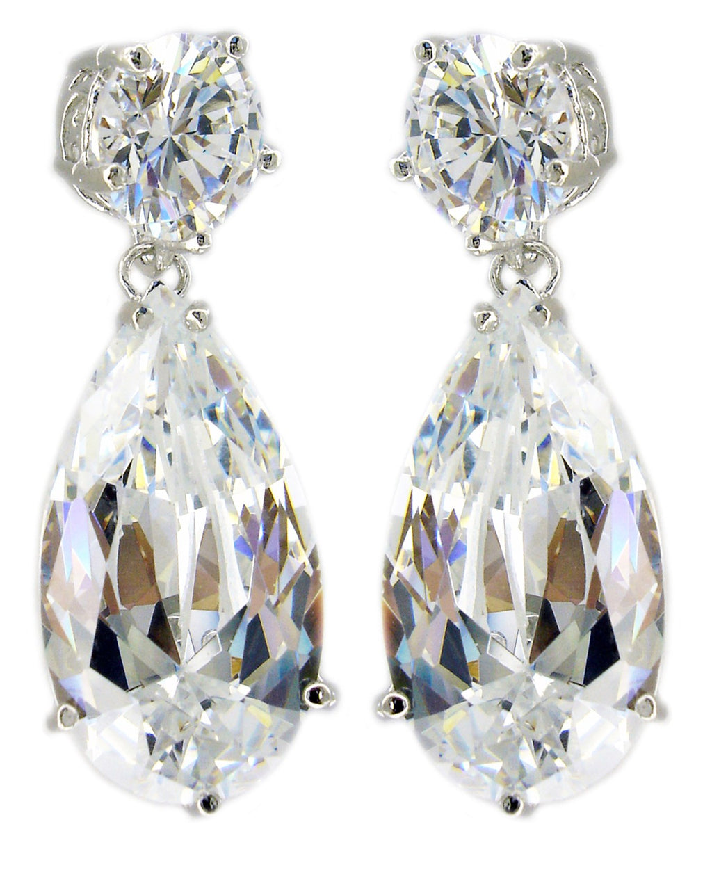 Earrings Top Round Cz Tear Drop Color  ATE302338