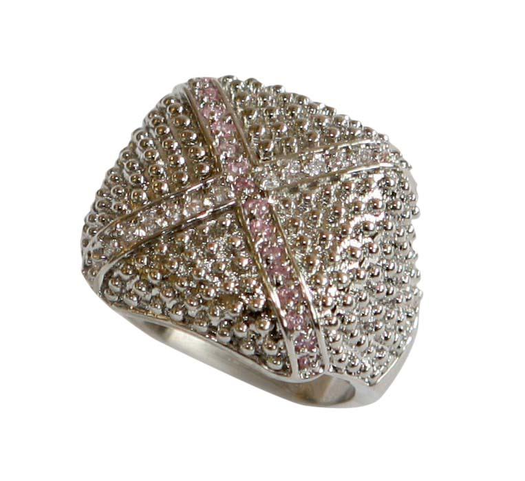 Cubic Zirconia Square Ring - Rhodium