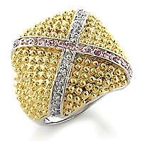 Cubic Zirconia Square Gold Tone Ring - Gold