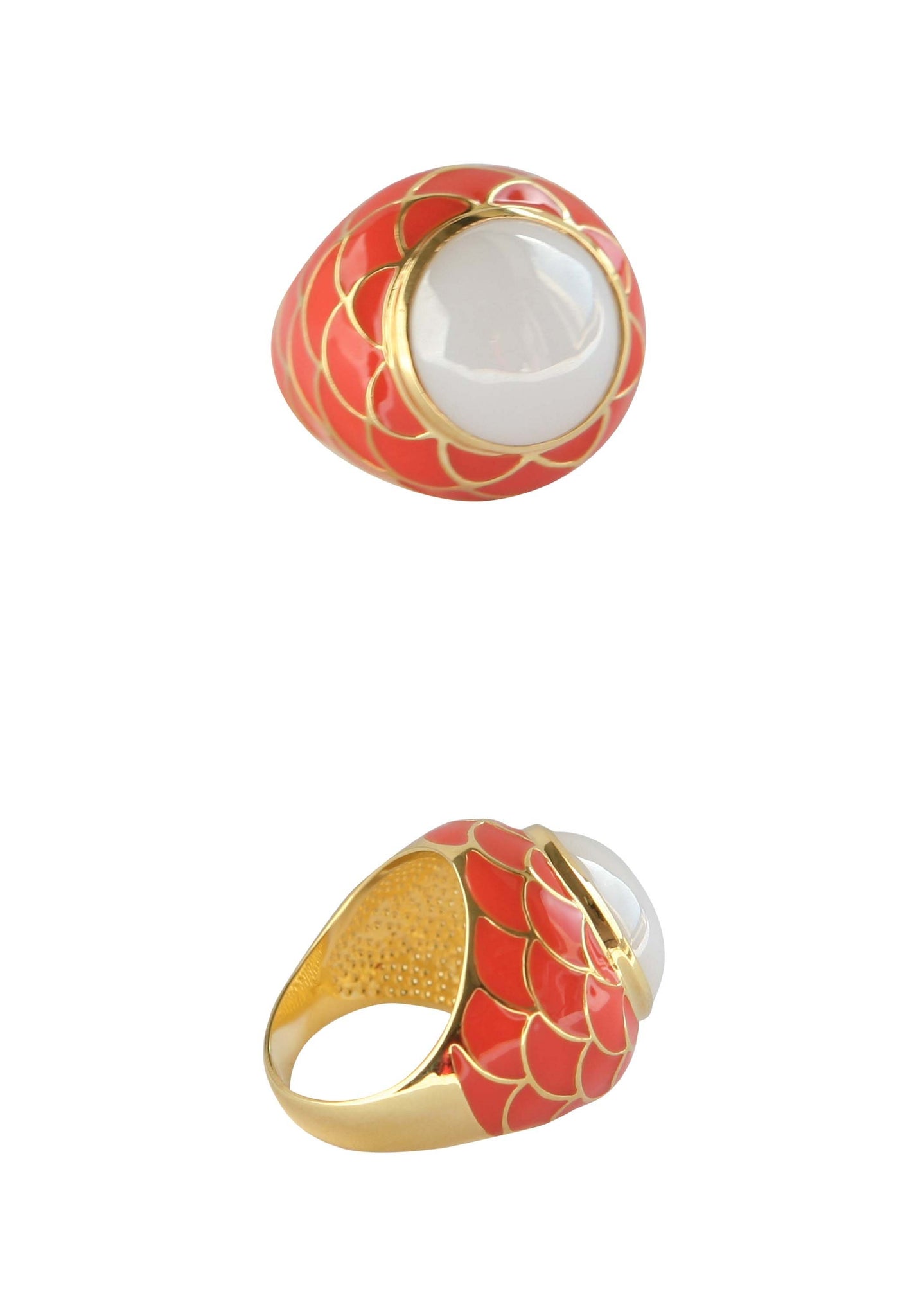 Cabochon Glass Plated Ring