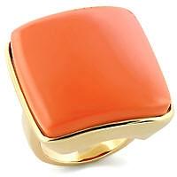 22X22mm Square Glass Gold Tone Ring - Orange and Gold