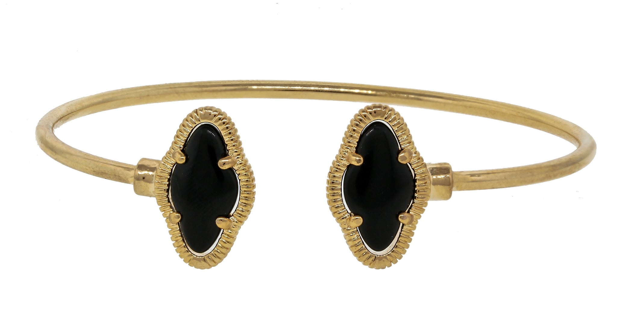 Thin open cuff bangle with elongated clover ends 681b5650