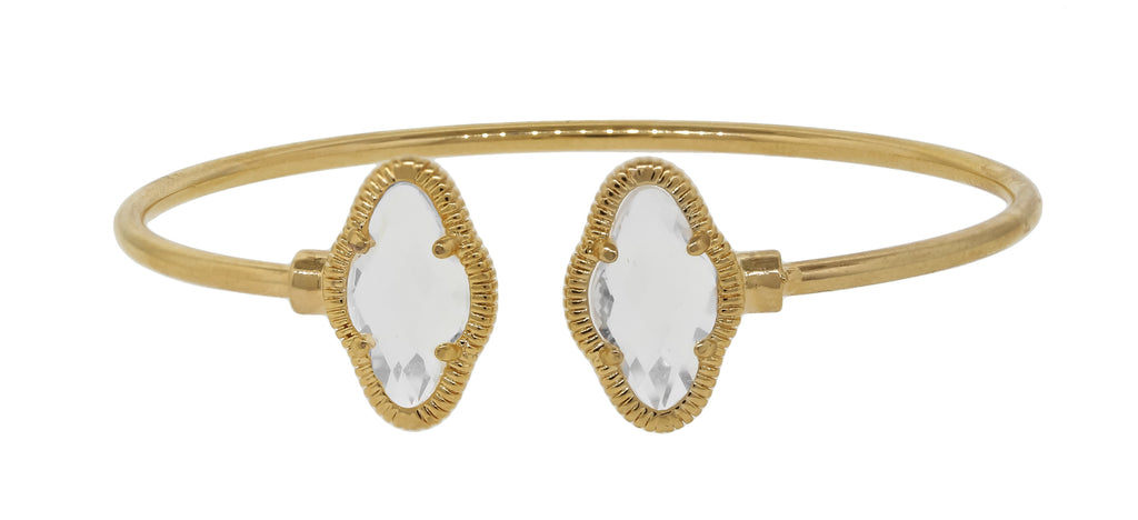 Thin open cuff bangle with elongated clover ends 681b5650