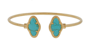 Thin open cuff bangle with elongated clover ends 681b5650