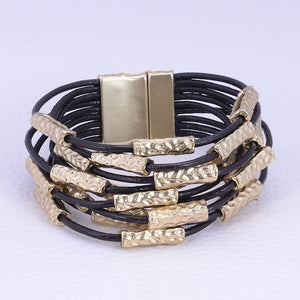 9 Rows magnetic clasp high quality satin gold tone bracelet 702BX9