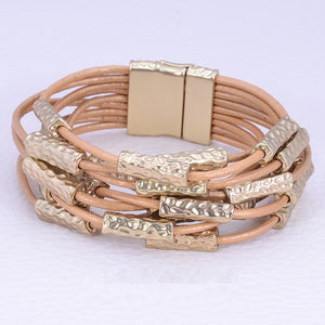 9 Rows magnetic clasp high quality satin gold tone bracelet 702BX9