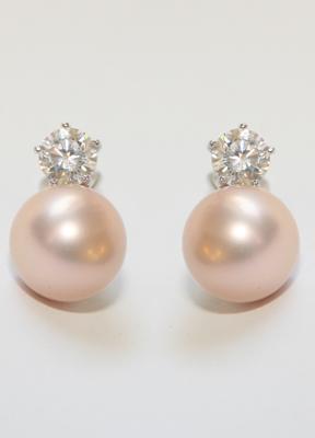 Earrings Cubic Zirconia Sterling Silver Omega Clip Pearl. EP509