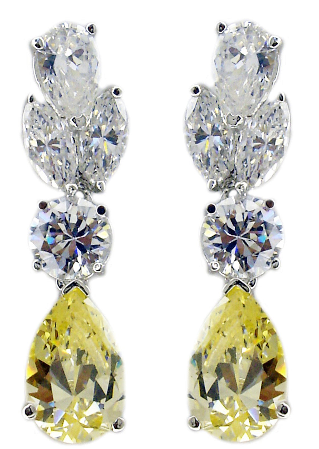Earrings Flower Cz wit Pr Cz Drop. EP614