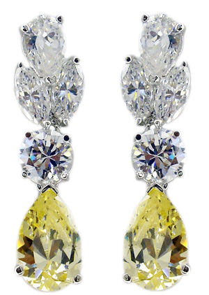 Earrings Flower Cz wit Pr Cz Drop. EP614
