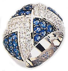 Ring Pave X Color Sterling silver wide Ring TR91309