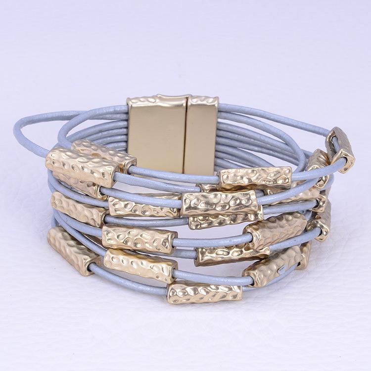 9 Rows magnetic clasp high quality satin gold tone bracelet 702BX9