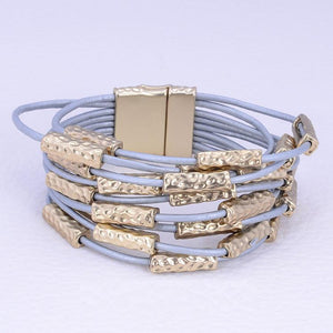9 Rows magnetic clasp high quality satin gold tone bracelet 702BX9
