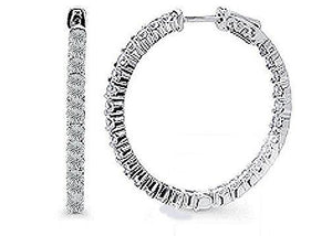 Earrings Zirconite Cubic Zirconia Prong Set Hinged Double Vision Hoop W/Sterling Silver Post W/Push Back Lock Earrings. 698E