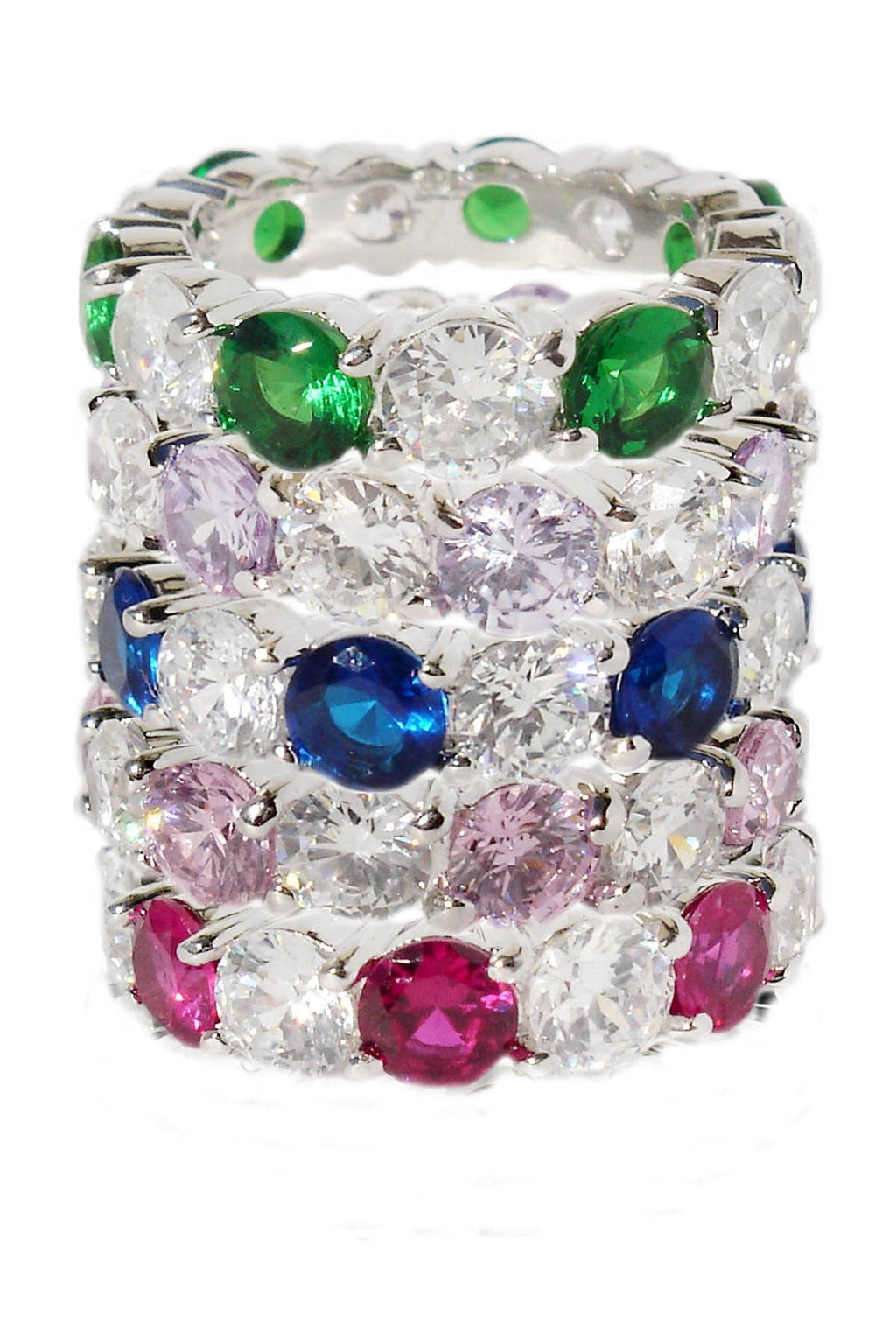 RING ETERNITY BAND COMMON PRONGS 4MM ROUND ZIRCONITE CUBIC ZIRCONIA