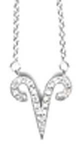 ''Aries'' horoscope astrology symbol pendant studded with clear crystal stones524P34198