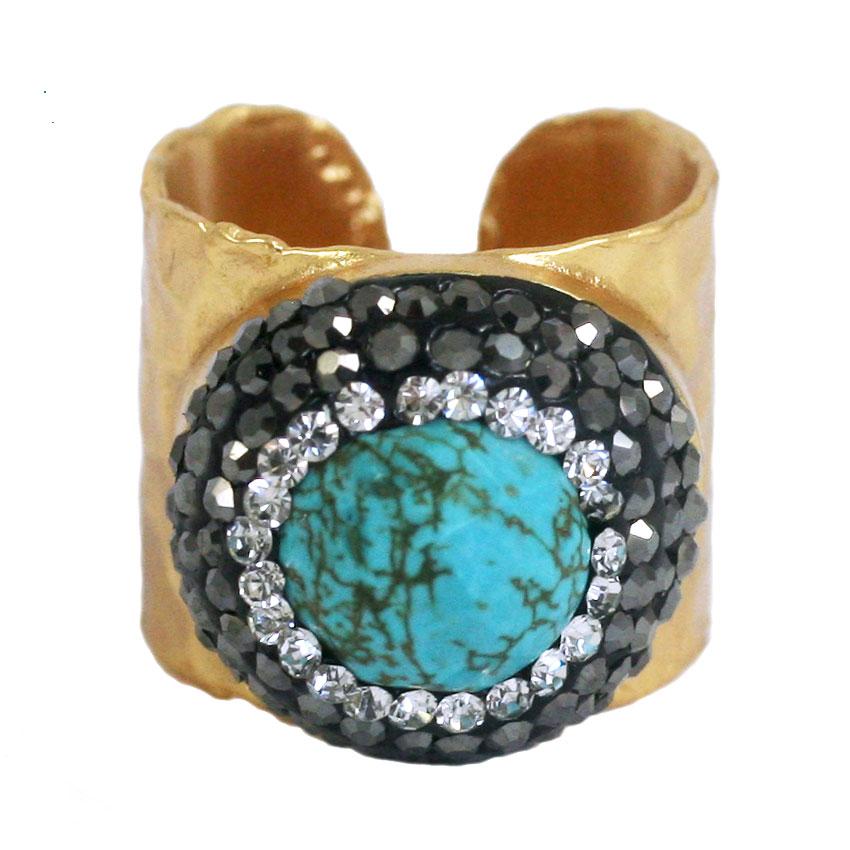 Boho with a Modern Twist Jeweled Turquise Ring 696R4239