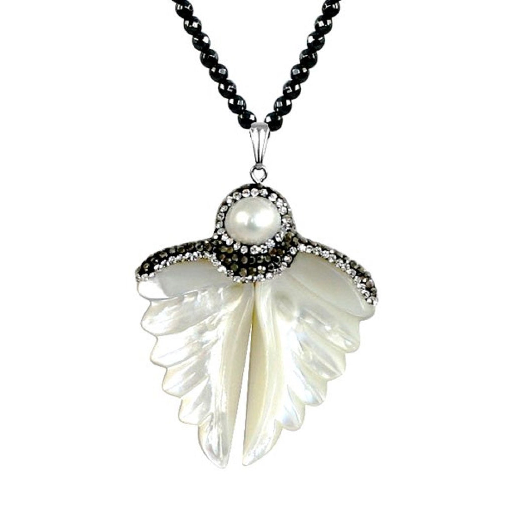 Boho with a Modern Twist Sheamering Jeweled Pendant Comes with either 30" dark faceted Glass Beads 696N4391