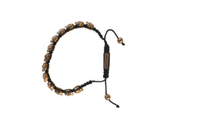 Skull beads black cord macrame with electroplated adjustable alloy fastener bracelet. 657B34626