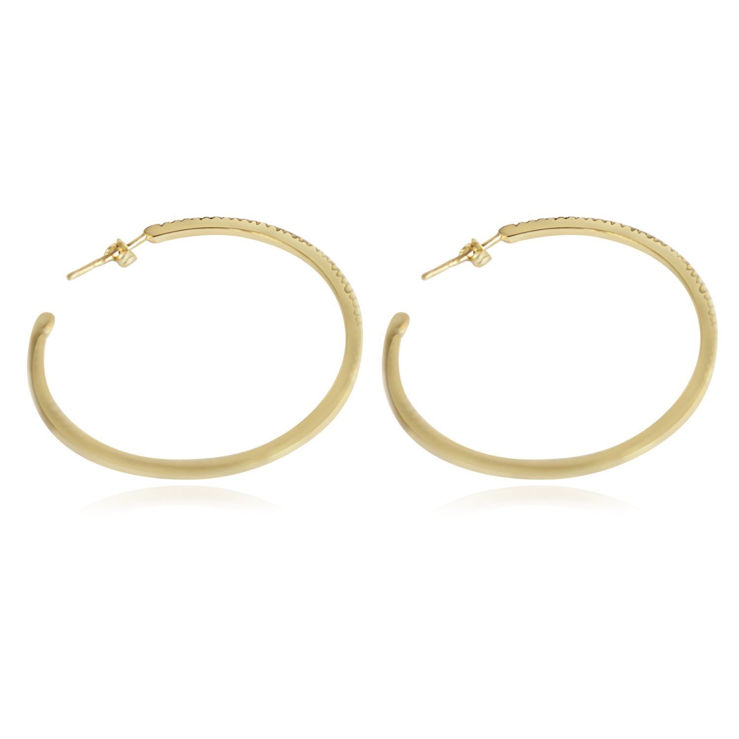 Earrings Fine  Double vision Hoop CZ set Sterling Silver STE457
