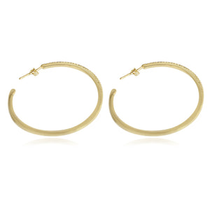 Earrings Fine  Double vision Hoop CZ set Sterling Silver STE457