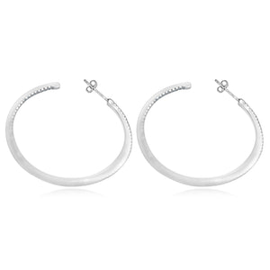 Earrings Fine  Double vision Hoop CZ set Sterling Silver STE457