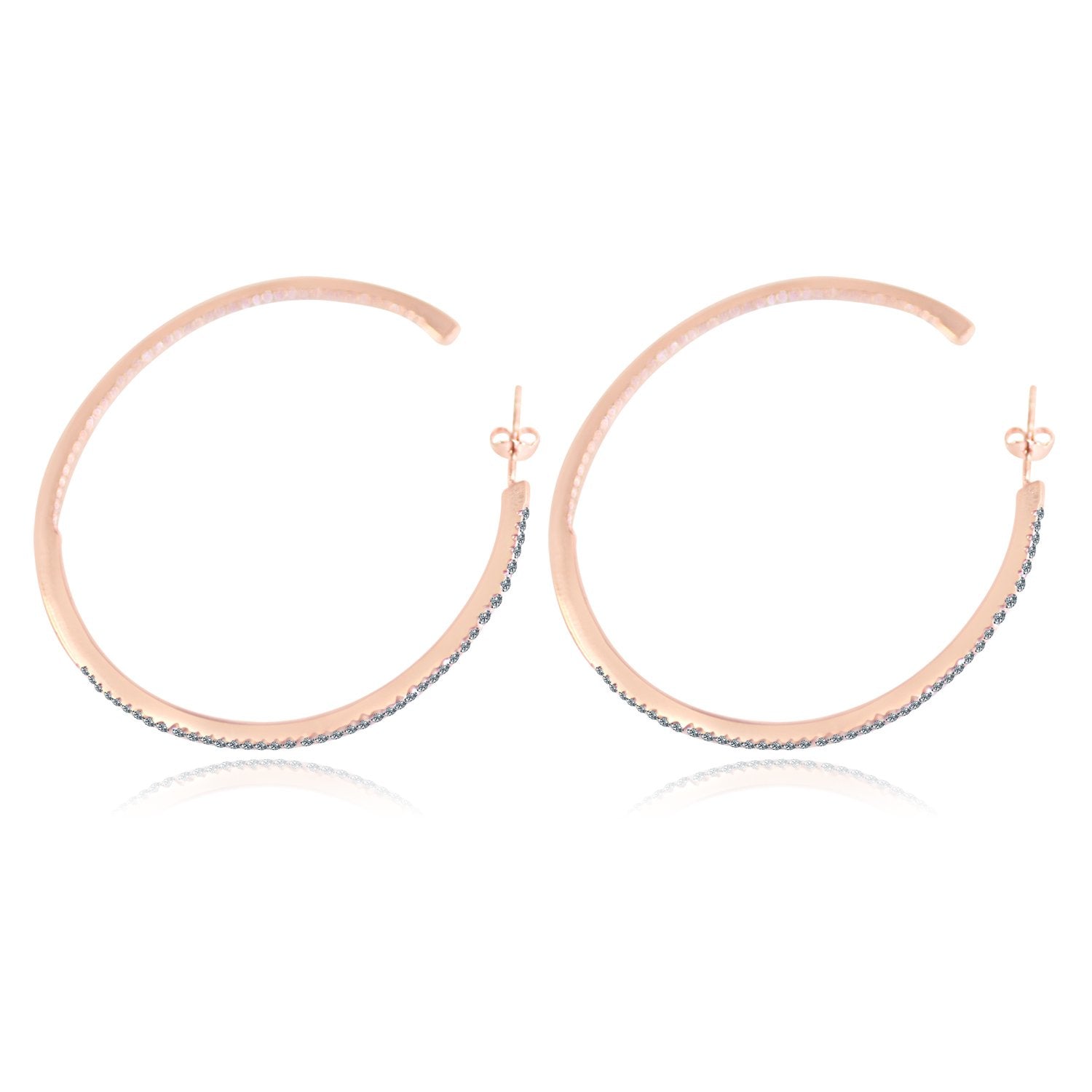 Earrings Fine  Double vision Hoop CZ set Sterling Silver STE457