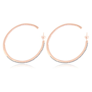 Earrings Fine  Double vision Hoop CZ set Sterling Silver STE457