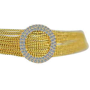 NECKLACE CRYSTAL  ROUND HALO CENTER ON MULTI-BEADS CHAIN STRANDS CHOKER 700C717