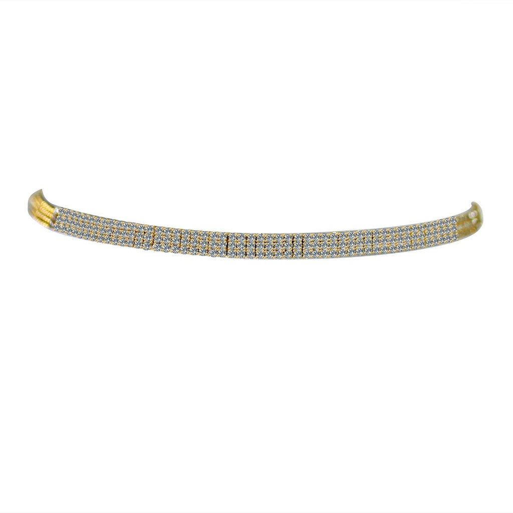 3-ROW FINE CRYSTAL RHINESTONES CHOKER NECKLACE