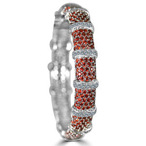 The zirconmania Bracelet Face-off line Stations wide fine Cubic Zirconia Set Hinged Bangle 698B100 features rows of sparkling cubic zirconia stones, creating a luxurious and elegant design.